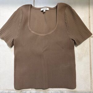 Madewell Ribbed Brown Short Sleeve Top